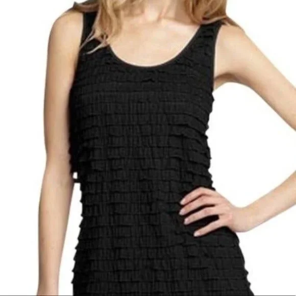 Free People Patra Black Ruffled Shift Mini Slip Dress Sleeveless Stretch Size XS - Picture 2 of 10